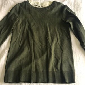 Loft sweater with white lace neckline